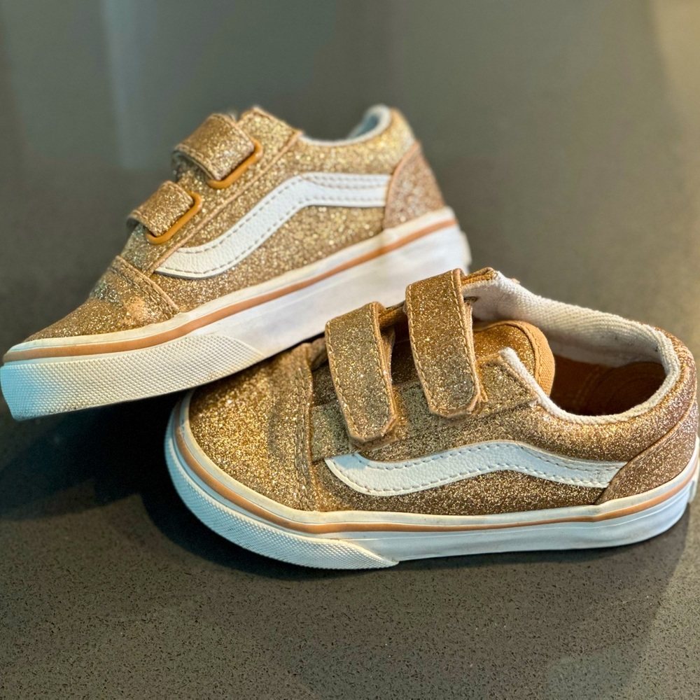 Vans Gold Glitter Shoe Toddler Size 7